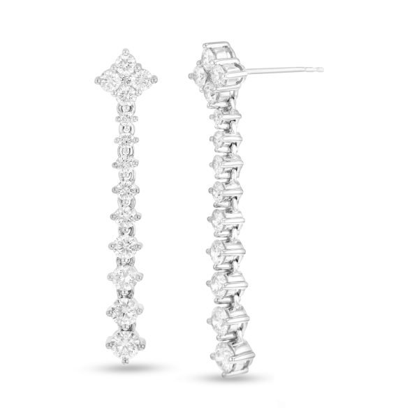 Women's 1.94 ct. Natural Round Diamonds Dangling Earrings in 18K White Gold