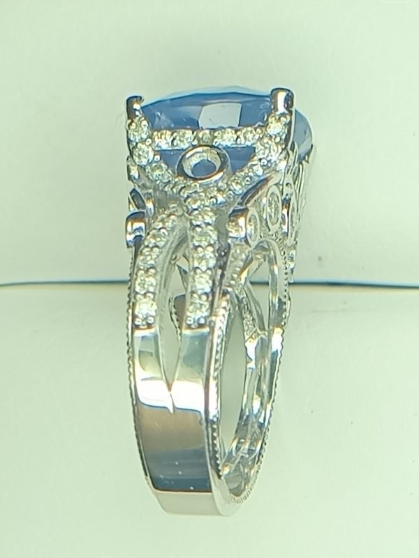 GIA 10.69 ct.  Sapphire & Diamond Ring 14k White Gold - Image 6