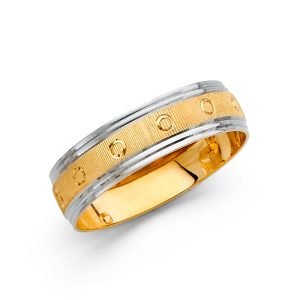 Women's 6.0 mm Designer Wedding Band in 14K Yellow & White Gold