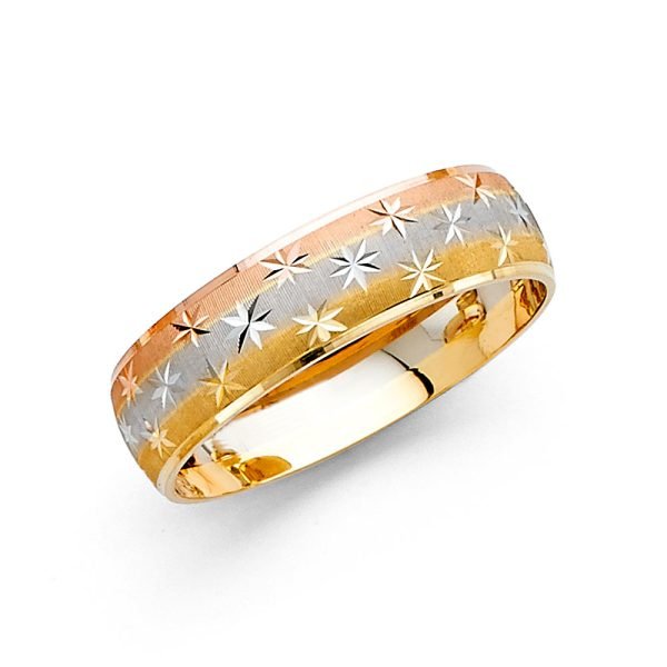 Women's 4.0 mm Designer Wedding Band in 14K Yellow, Rose & White Gold