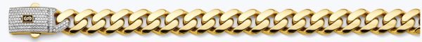 Men's 28" 13.5 mm Miami Cuban Link Necklace with Lab Diamonds Lock in 14K yellow Gold - Image 2