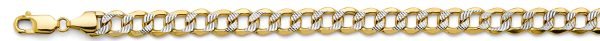 Men's 22" 8.9 mm Hollow Beveled Curb Link Necklace in 14K Yellow & White Gold