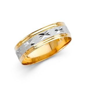 Men's 6.0 mm Designer Wedding Band in 14K Yellow & White Gold