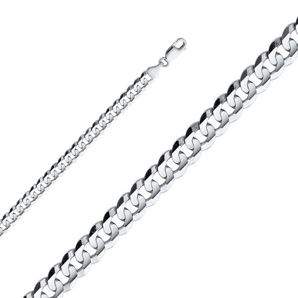 24" 6.9 mm Miami Cuban Concave Necklace in 14K White Gold