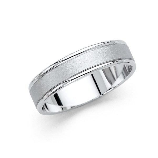 5.0 mm Sand Blasted Wedding Band in 14K White Gold