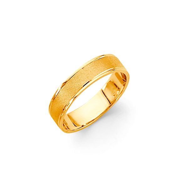 5.0 mm Sand Blasted Wedding Band In 14K Yellow Gold