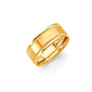 8.0 mm Brushed Wedding Band in 14K Yellow Gold