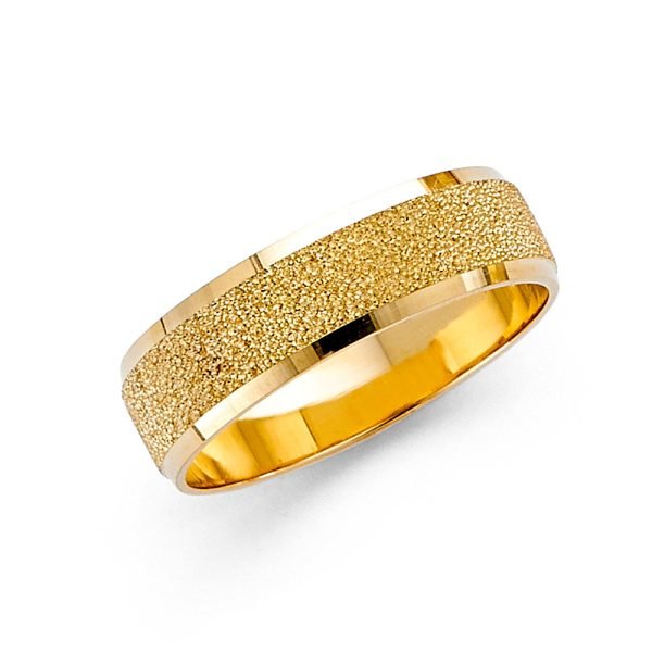 Women's 6.0 mm Textured Designer Wedding Band in 14K Yellow Gold