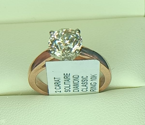 2.00 ct. Natural Round Diamond Solitaire Ring in 10K Rose Gold - Image 3