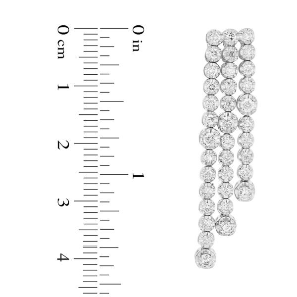 Women's 2.00 ct. Natural Round Diamonds Waterfall Earrings in 14K White Gold - Image 2