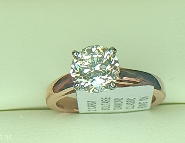 2.00 ct. Natural Round Diamond Solitaire Ring in 10K Rose Gold