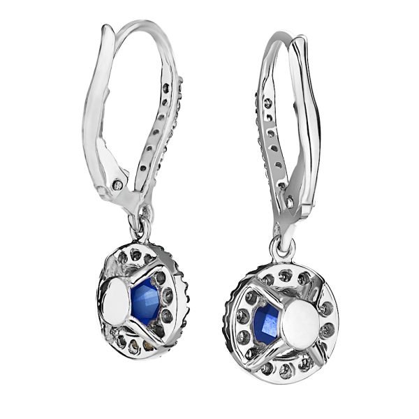 Women's 2.02 ct. Natural Blue Sapphires & Diamonds Drop Earrings in 14K White Gold - Image 3
