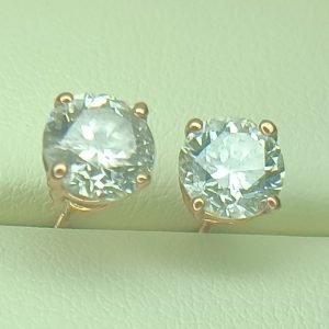 2.11 ct. Natural Round Diamond Screw Back Earrings in 10K Yellow Gold