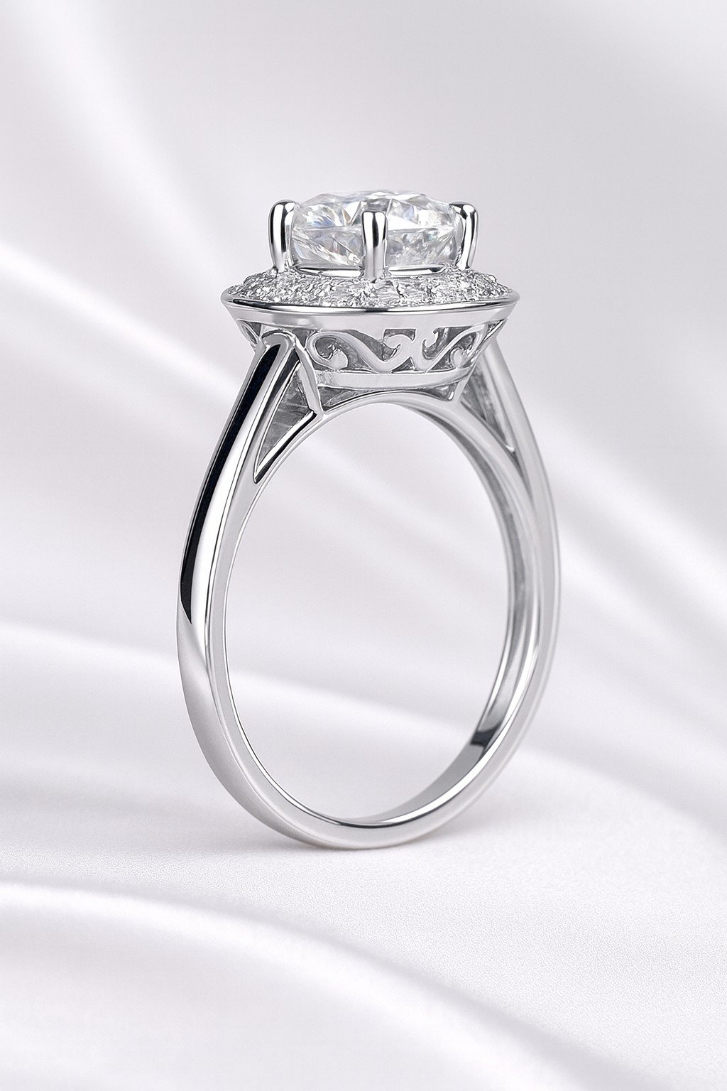 2.33 ct. Natural Round Diamonds Halo Ring in 14k White & Yellow Gold - Image 2