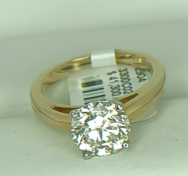GIA 2.59 ct. Natural Round Diamond Solitaire Ring in 10K Yellow Gold