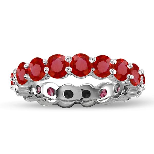 Women's 2.75 ct. Natural Heated Rubies Eternity Ring in 14K White Gold
