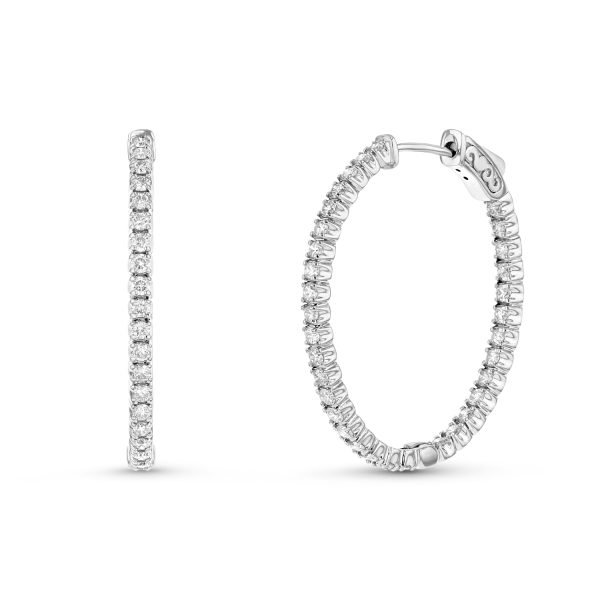 Women's 2.00 ct. Natural Diamonds Hoop Earrings in 14k White Gold