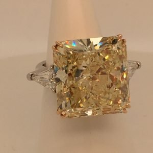 GIA 25.51 ct. Fancy Yellow Diamond Ring in 18k White Gold
