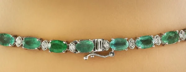 Women's 27.16 ct. Natural Emeralds & Diamonds Necklace in 18K White Gold - Image 4