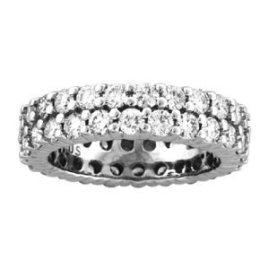 Women's 3.00 ct. Two Row All Around Natural Round Diamonds Eternity Band in 14K White Gold