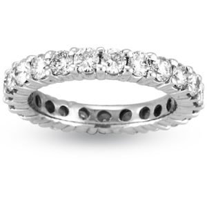 Women's 3.00 ct. Natural Round Diamonds Shared Prong All Around Eternity Band in 14K White Gold