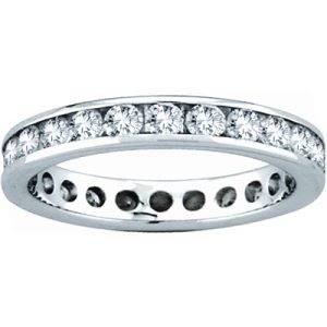 Women's 3.00 ct. Channel Set All Around Natural Round Diamonds Eternity Band in 14K White Gold