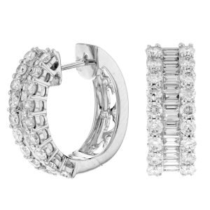 Women's 3.20 ct. Natural Diamonds Hoop Earrings in 18k White Gold