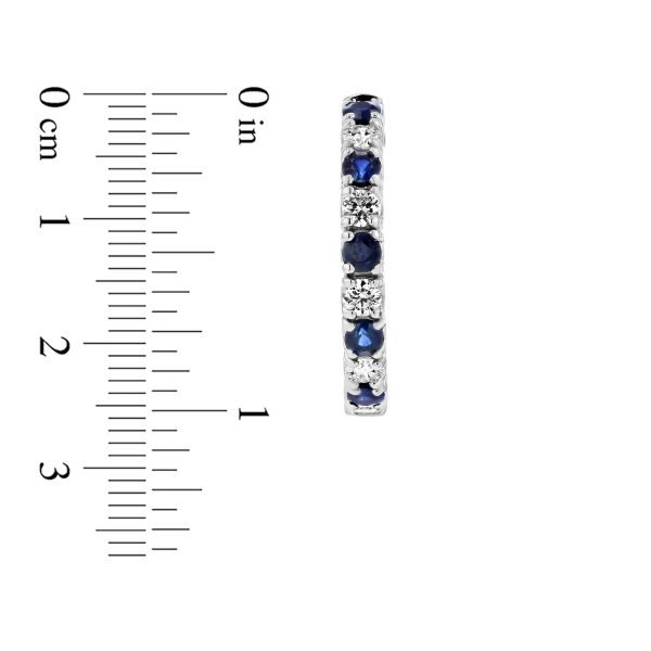 3.58 ct. Natural Diamond and Sapphire Hoop Earrings in 14k White Gold - Image 2