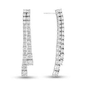 Women's 4.00 ct. Natural Round Diamonds Dangling Earrings in 14K White Gold