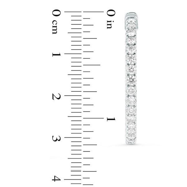 Women's 4.00 ct. Natural Round Diamonds Hoop Earrings in 14K White Gold - Image 2