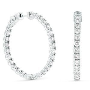 Women's 5.00 ct. Natural Diamonds Hoop Earrings in 14k White Gold