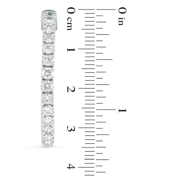 Women's 5.00 ct. Natural Diamonds Hoop Earrings in 14k White Gold - Image 2