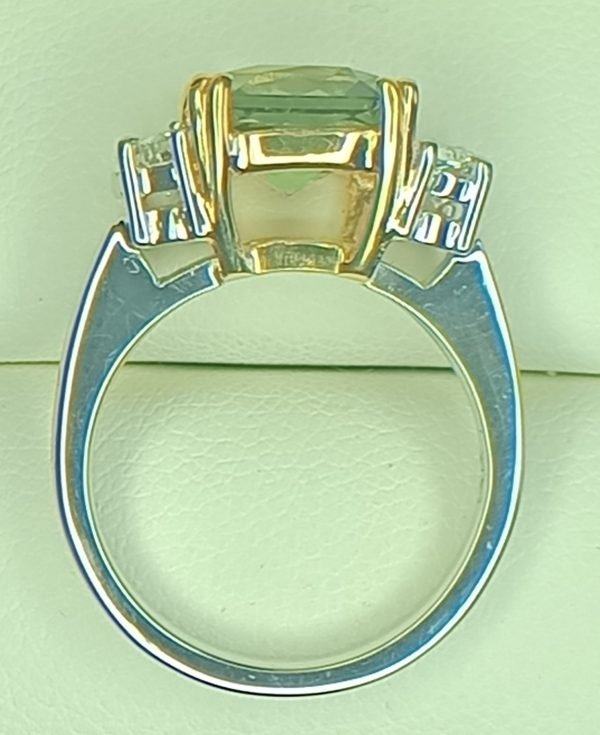 GIA 6.06 ct. Alexandrite & Half Moon Diamonds Ring in 18K White & 14K Yellow Gold - Image 5