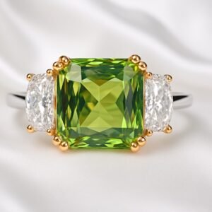 GIA 6.06 ct. Alexandrite & Diamonds Ring in 18K White & 14K Yellow Gold