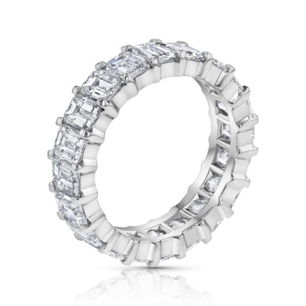 Women's 6.13 ct. Emerald Cut Natural Diamonds Eternity Band in 18K White Gold - Image 2