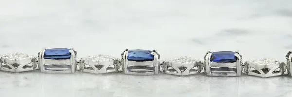 Women's 8.50 ct. Natural Blue Sapphires & Diamonds Bracelet in 18k White Gold - Image 3