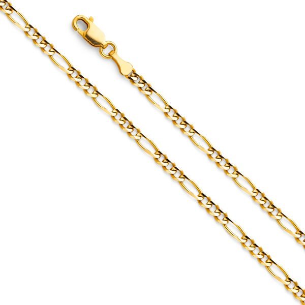 22" 3.1 mm Figaro 3+1 Concave Chain in 14K Yellow Gold