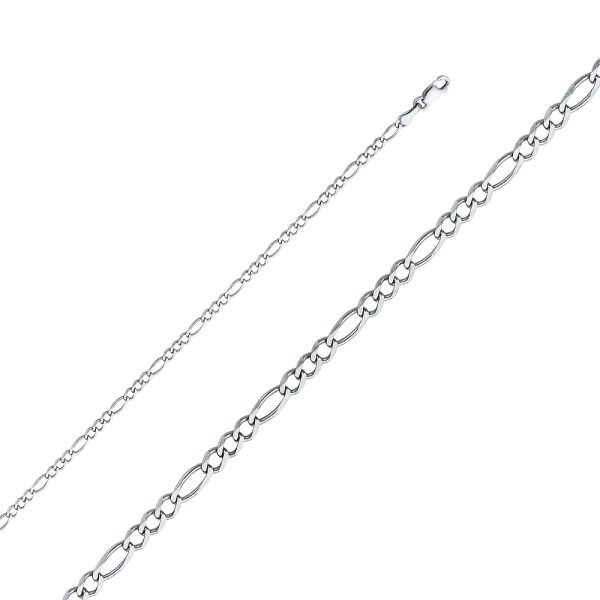 18" 2.7 mm Figaro 3+1 Concave Chain in 14K White Gold