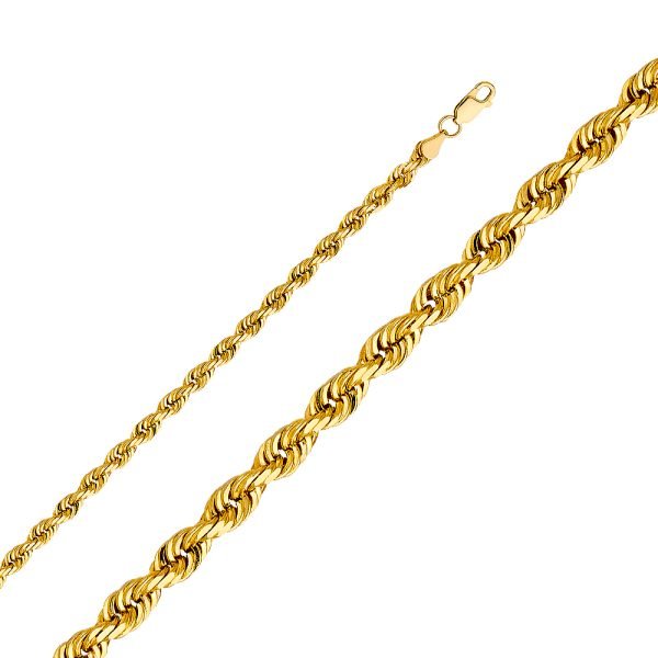 20" 4.4 mm Solid Rope Chain in 14K Yellow Gold