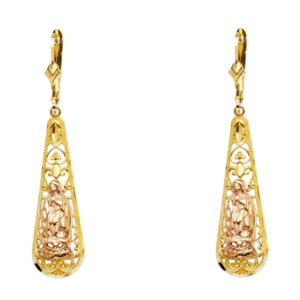 Guadalupe Tear Drop Dangle Earrings in 14K Yellow & White Gold