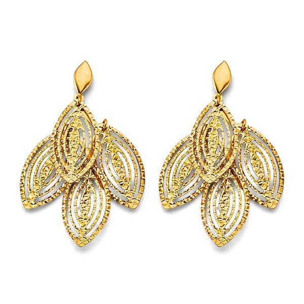Fancy Leaf Earrings in 14K Yellow Gold