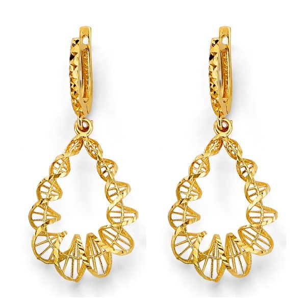 Fancy Hanging Twist Earrings in 14K Yellow Gold