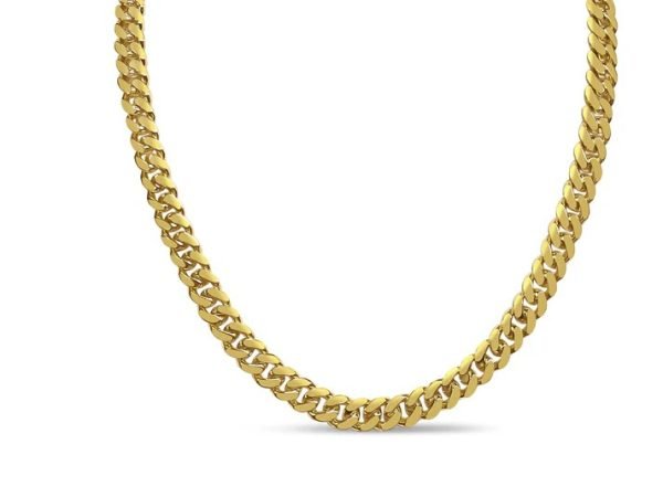 Men's 24" 10.0 mm Solid Beveled Curb Chain in 14K Yellow Gold