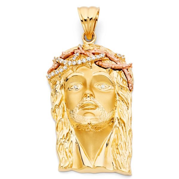 Jesus Christ Head Pendant in 14K Yellow & Rose Gold