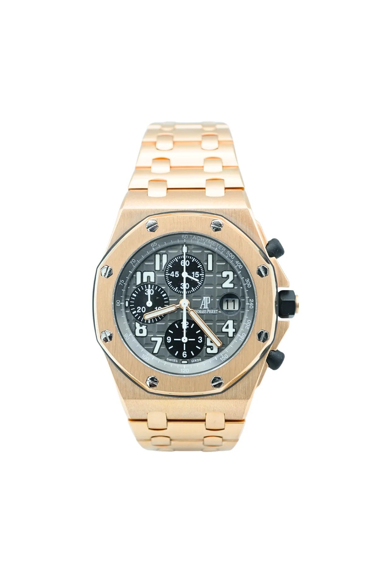 Audemars Piguet Royal Oak Offshore Chronograph Certified Guilloche Grey Dial 18K Rose Gold Bracelet 2003