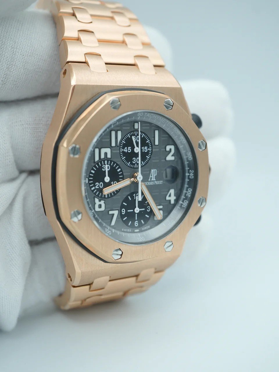 Audemars Piguet Royal Oak Offshore Chronograph Certified Guilloche Grey Dial 18K Rose Gold Bracelet 2003 - Image 3