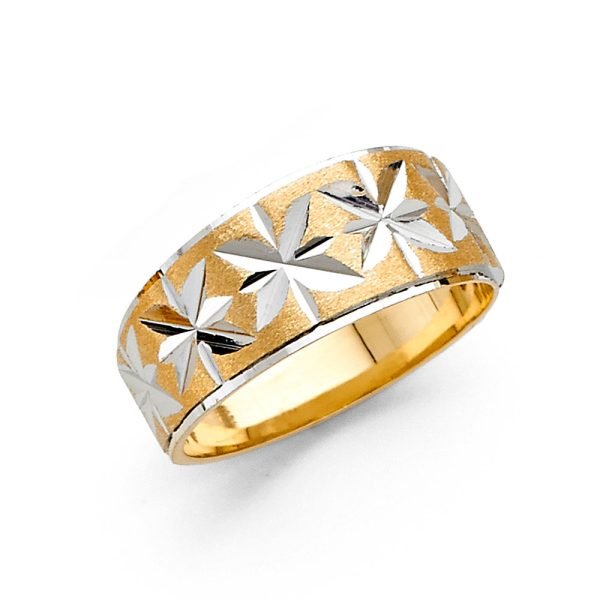 Women's 8.0 mm Designer Wedding Band in 14K Yellow & White Gold