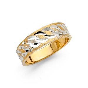 Women's 6.0 mm Designer Wedding Band in 14K Yellow & White Gold