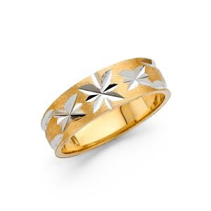 Women's 6.0 mm Designer Wedding Band in 14K Yellow & White Gold