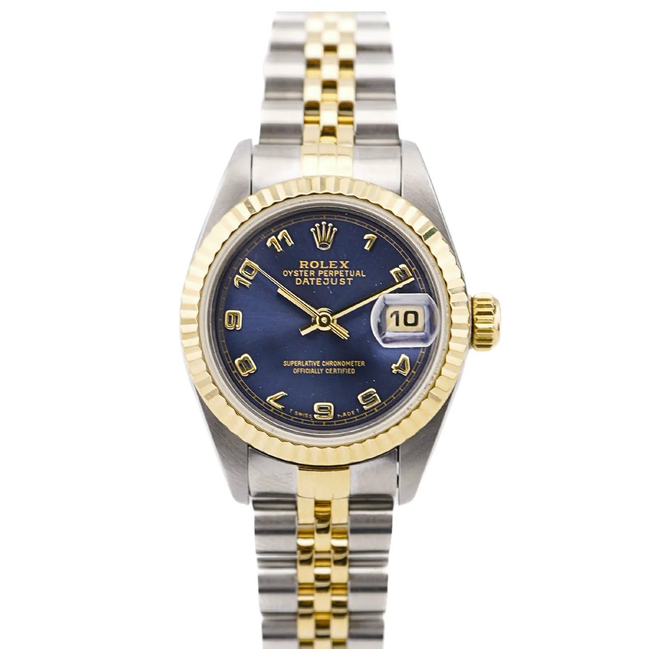Rolex 69173 Lady-Datejust 26 mm Blue Concentric Arabic Dial Jubilee Bracelet Complete Set